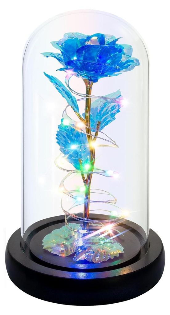 Ewige Rose in Kuppel mit LED-Beleuchtung – Romantisches Geschenk für Mama, Ehefrau, Freundin, Oma, Jahrestag, Geburtstag, Valentinstag, Feiertage