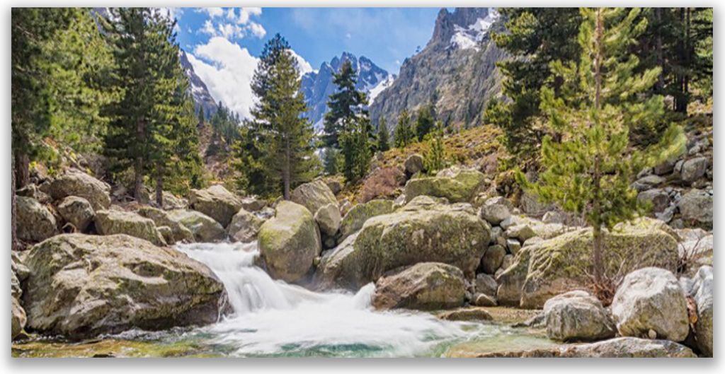 Tulup Leinwand-Bilder 120x60 Wandbild Canvas Kunstdruck Gebirge Wald Steine See Natur