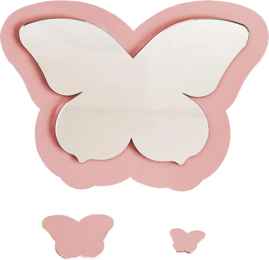 Specchio Farfalla Rosa Acrilico 43x29,5 cm - Sicurezza e Magia in Cameretta