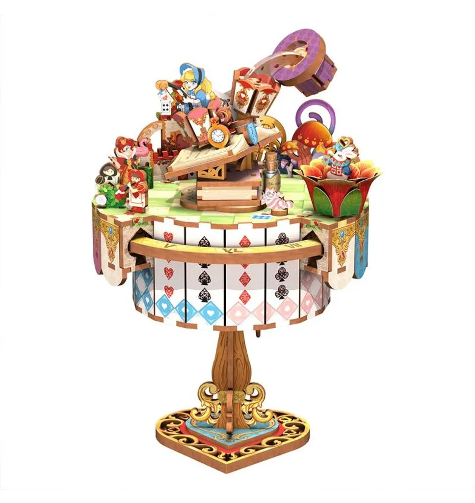 Idée cadeau créative Puzzle 3D Boîte Musique bois Alice's Tea Party