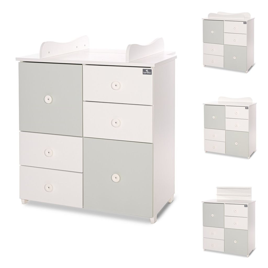 Lorelli Kommode Cupboard 83 x 71 x 96 cm, 4 Schubladen, 2 Türen mit Regalboden grün