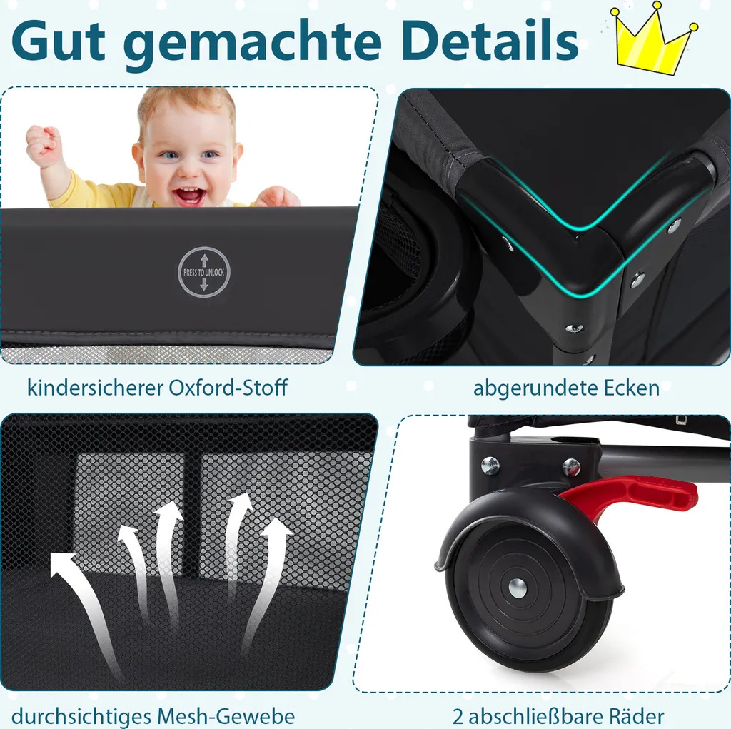 Lit bébé pliable gain de place avec table à langer et rangement bas - 4