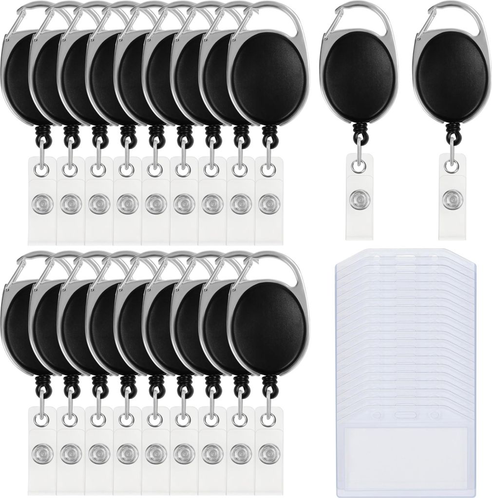 Kurtzy Karten Hüllen Ausweis Jojo (20er Pack) - Wasserfeste Ausweishülle mit Clip - Horizontaler Kartenhalter Ausweis für Schlüsselanhänger,