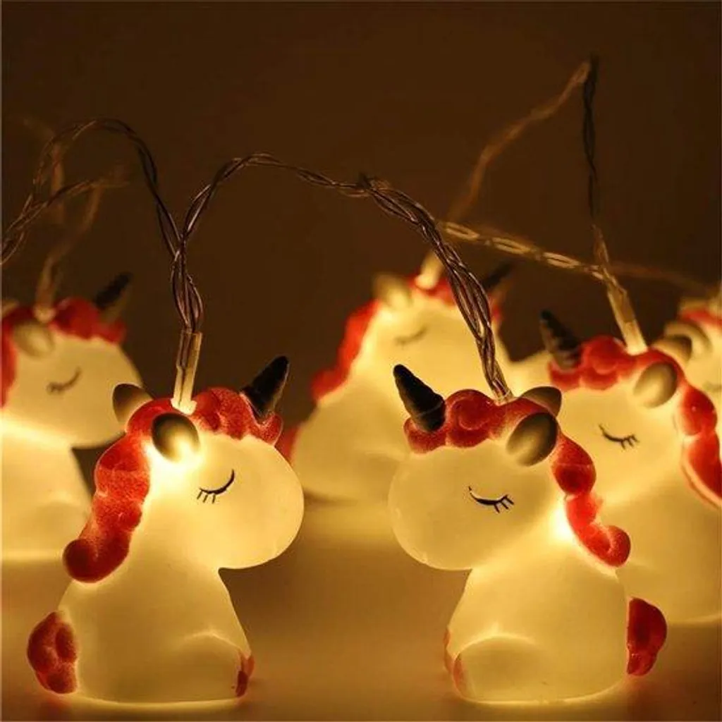 Décoration fête d'anniversaire : guirlande lumineuse LED licorne 15m