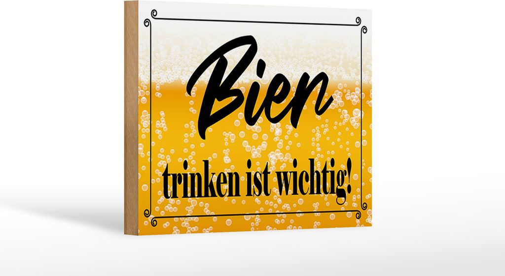 Holzschild Bier trinken ist wichtig, 18x12 cm, Holzschilder Spruch Alkohol