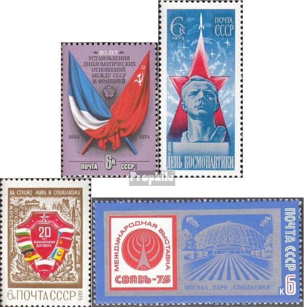 Briefmarken Sowjetunion 1975 Mi 4341,4342,4345,4346 (kompl.Ausg.) postfrisch Beziehung UdSSR Frankreich