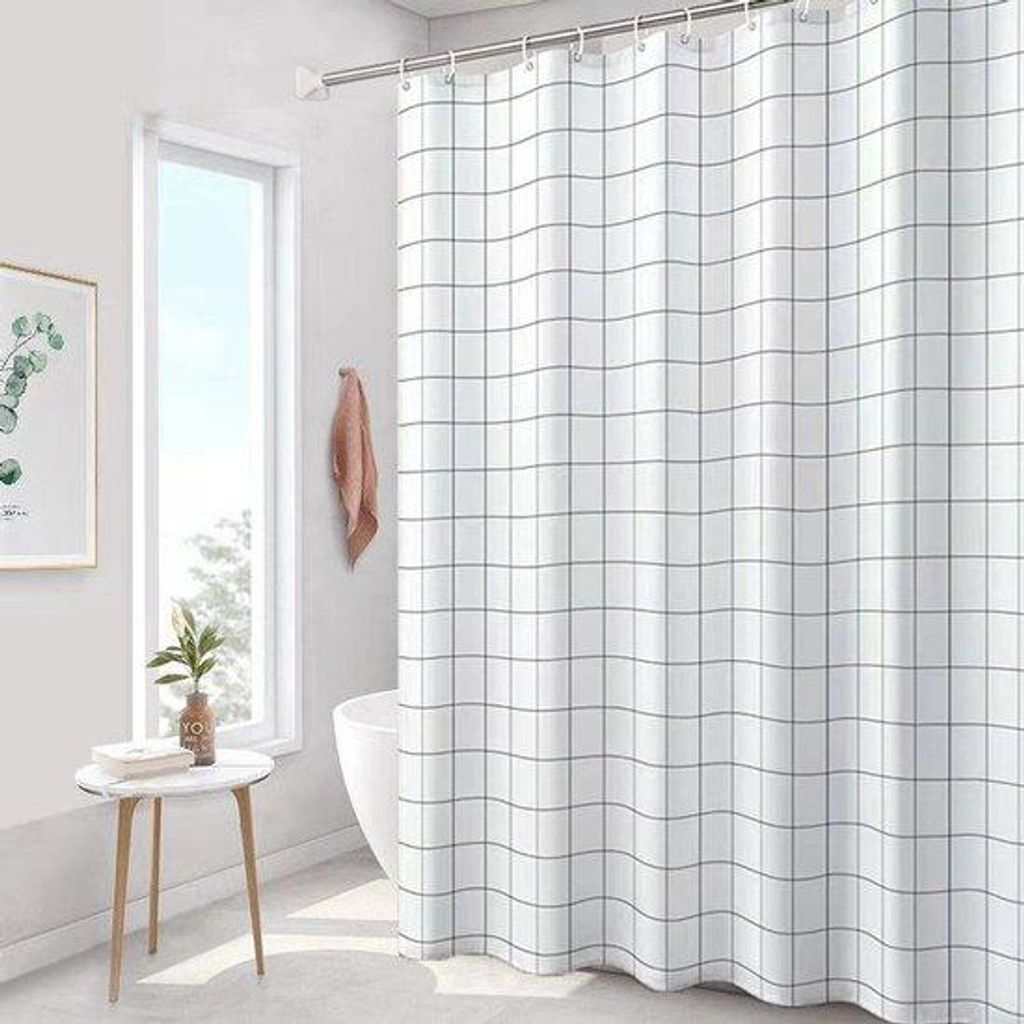 Transparante polyester gordijn, waterdicht, wasbaar, 180 x 200 cm, weiß, transparent