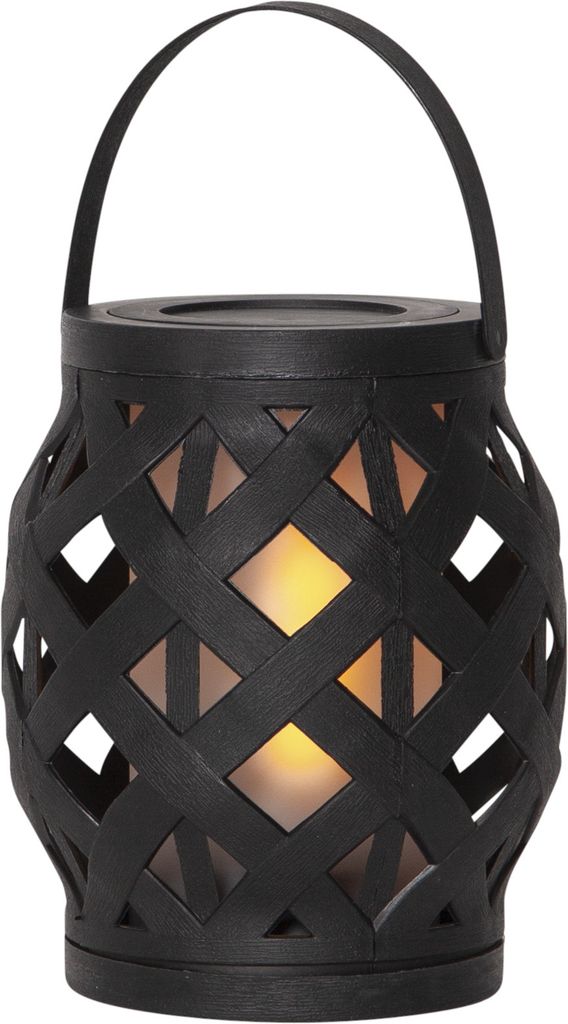 Star Trading 062-17 LED-Laterne "Flame Lantern"imitiert Feuer, schwarz, ca. 14x16 cm, Batterie, Timer, outdoor,Vierfarb-Karton