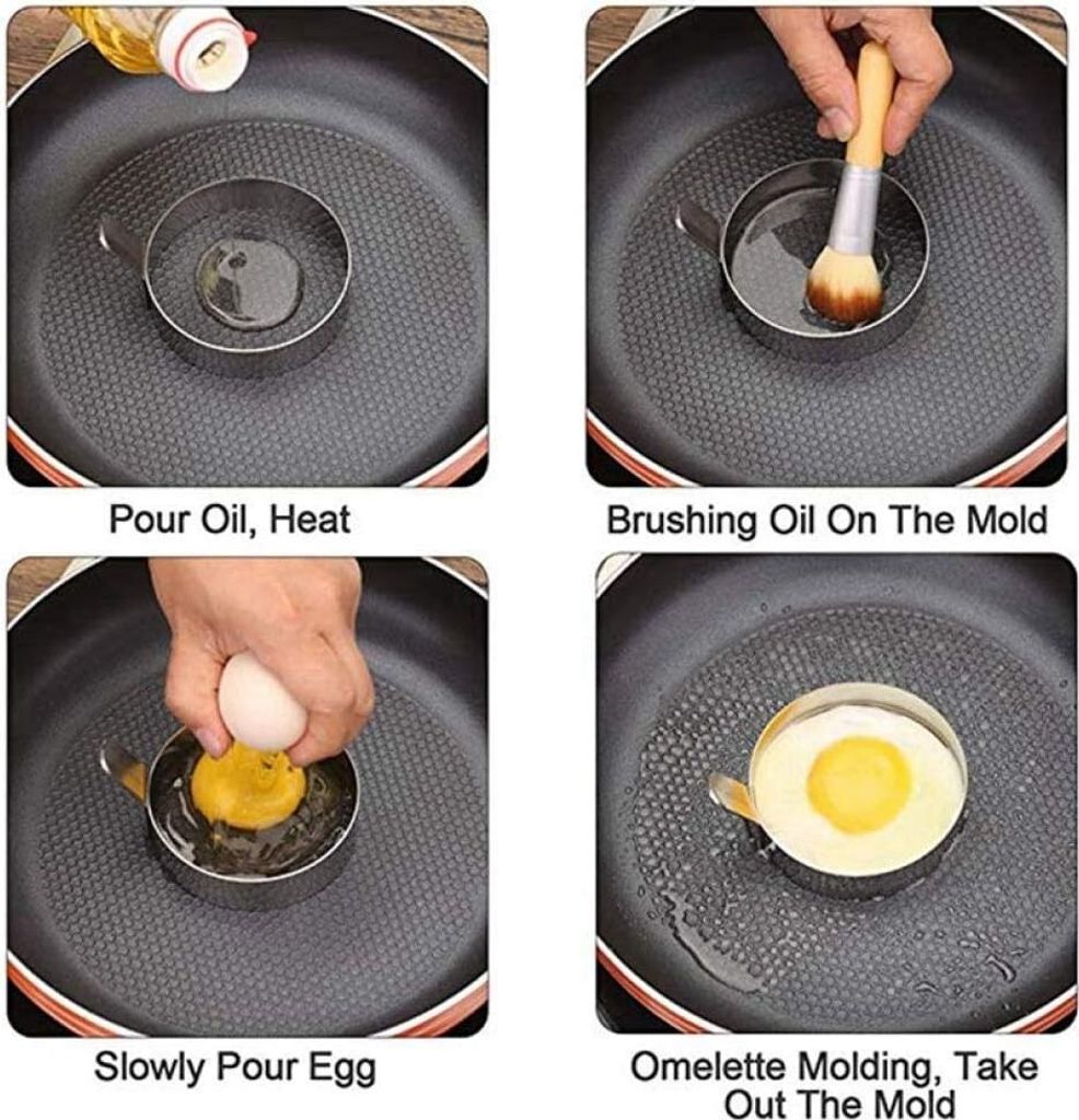 Pancake Form Egg Ring, 4 Pack 9cm Spiegeleiform Ei Ring zum Produktbild 4
