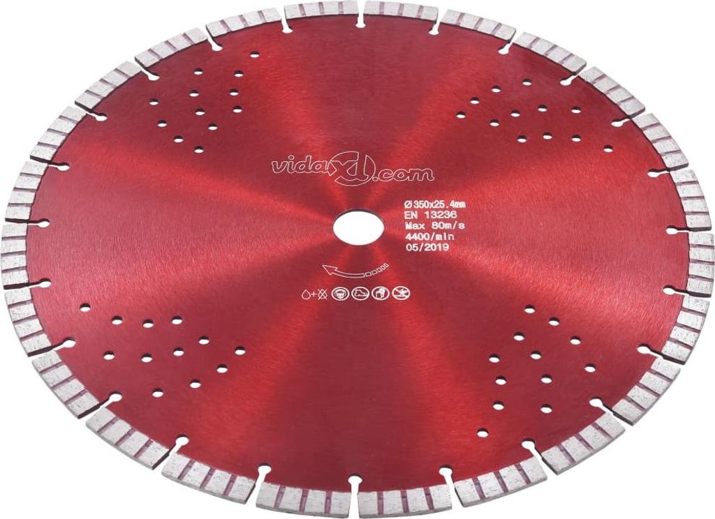 vidaXL Diamant-Trennscheibe mit Turbo und Löchern Stahl 350 mm