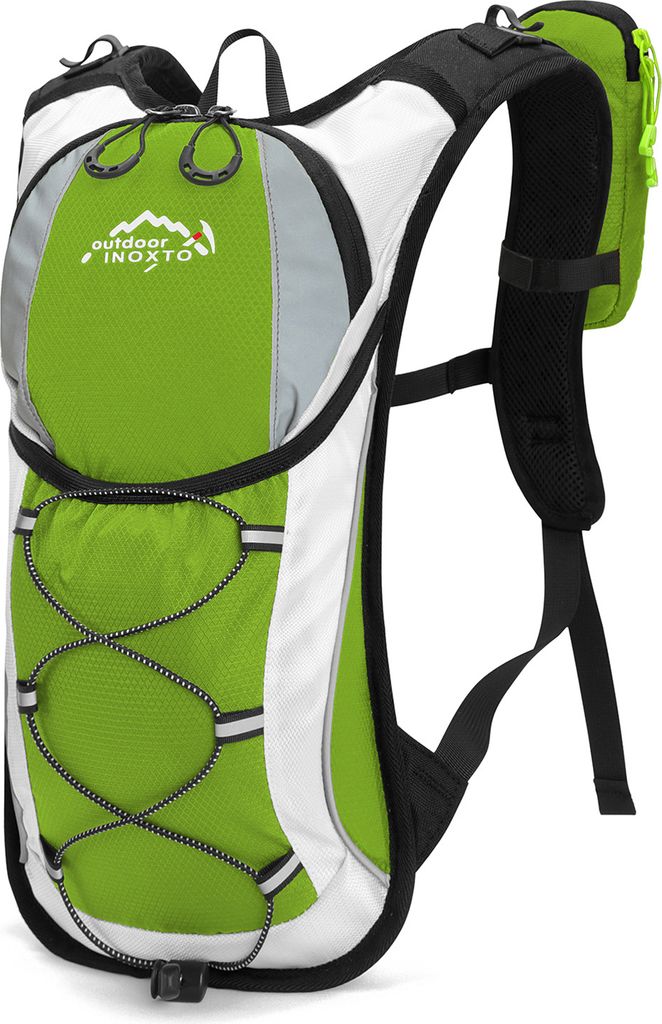 5L Outdoor-Reiserucksack, Wanderrucksack, Trinkbeutel, mit reflektierenden Streifen, geeignet zum Radfahren, Wandern, Laufen, Grün