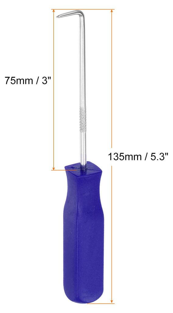 2 Stš¹ck 90 Grad Haken 135mm Chrom-Vanadium-Stahl Cr-V TPR Kunststoffgriff Quadratisches Automobil-Pick-Tool-Set zum Entfernen von O-Ringen Klein...