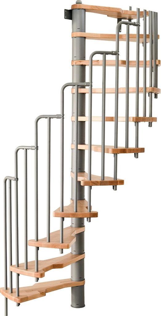 Minka Spindeltreppe Metallica 38 - 305,5cm Geschosshöhe Buche Grau