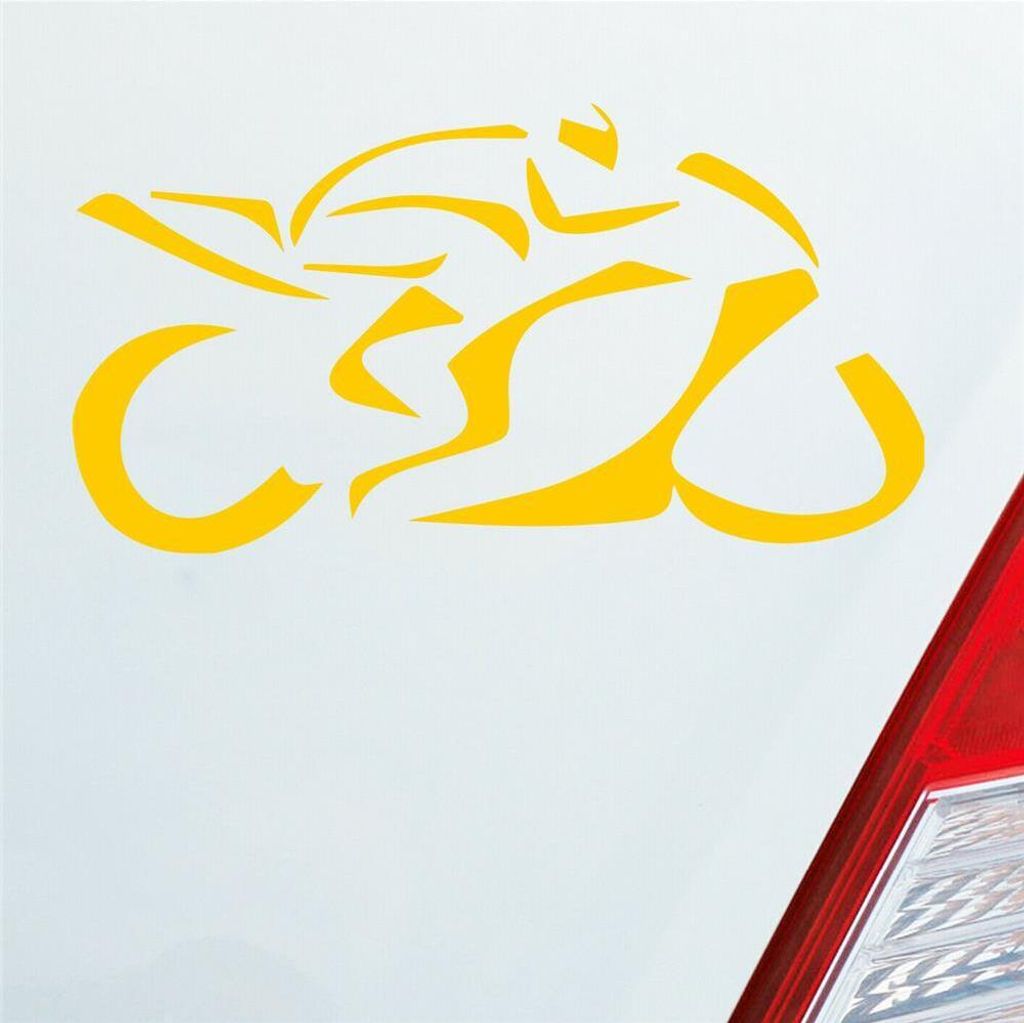Auto Aufkleber Motorrad Mopped Biker Racing 12x6 cm Gelb Sticker Heckscheibenaufkleber