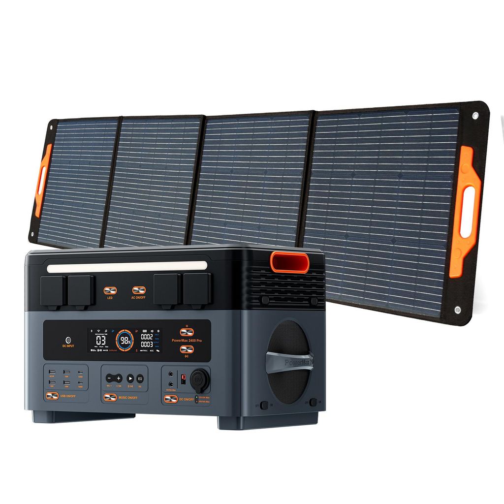 OSCAL PowerMax 2400Pro Trennbare Solarspeicher 2400W/2016Wh Powerstation, Microinverter+OSCAL PM200Pro Faltbares Solarpanel 200W Mobile Solaranlage