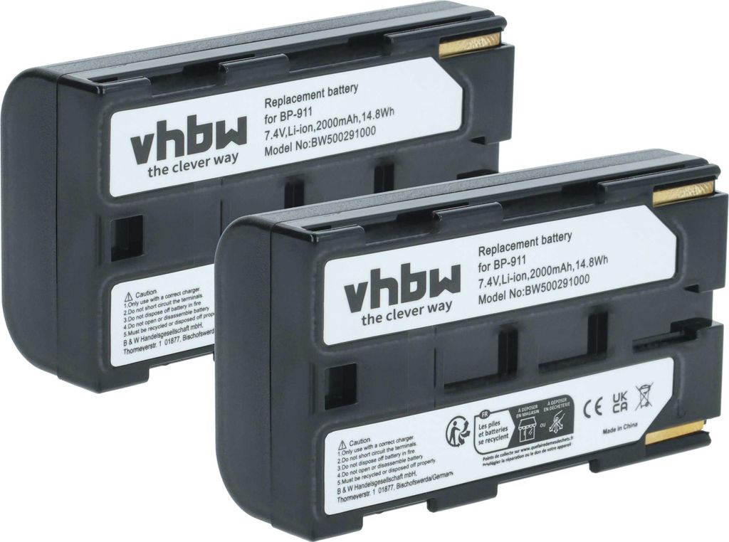 vhbw 2x Akku kompatibel mit Canon ES-410V, ES-420V Hi8, ES-420V, ES-5000, ES-50, ES-6000, ES-520A Videokamera Camcorder (1300 mAh, 7,2 V, Li-Ion)