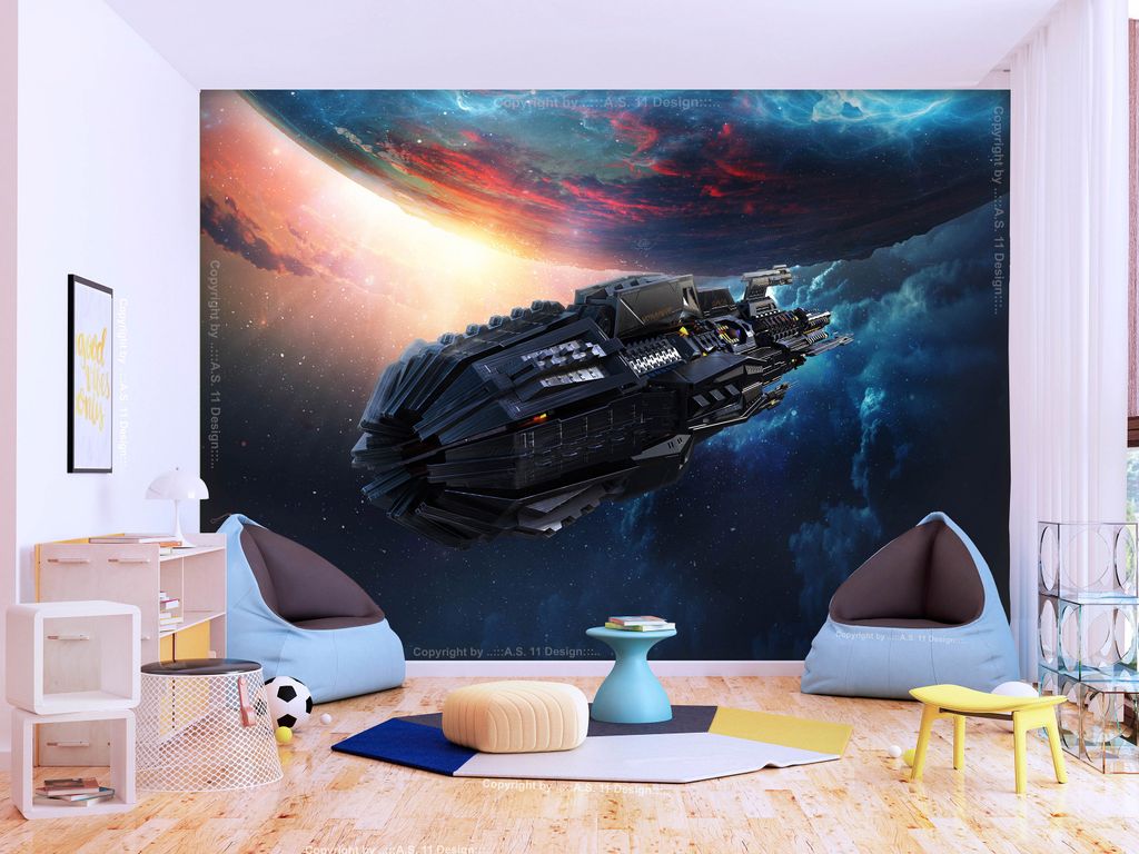 Vlies Fototapete Raumschiff 400x280 cm Tapeten Wandtapete XXL Erde Weltraum Kosmos Universum Galaxy e-C-10017-a-a
