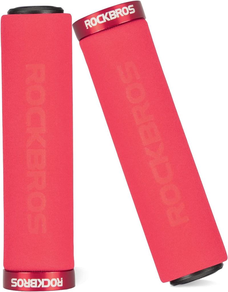 ROCKBROS Fahrradgriffe, Lenkergriffe & Handgriffe – rutschfest, Stoßdämpfend & Leicht, Schaumstoff, Universal für Lenker 22.2 mm Rot-Rot