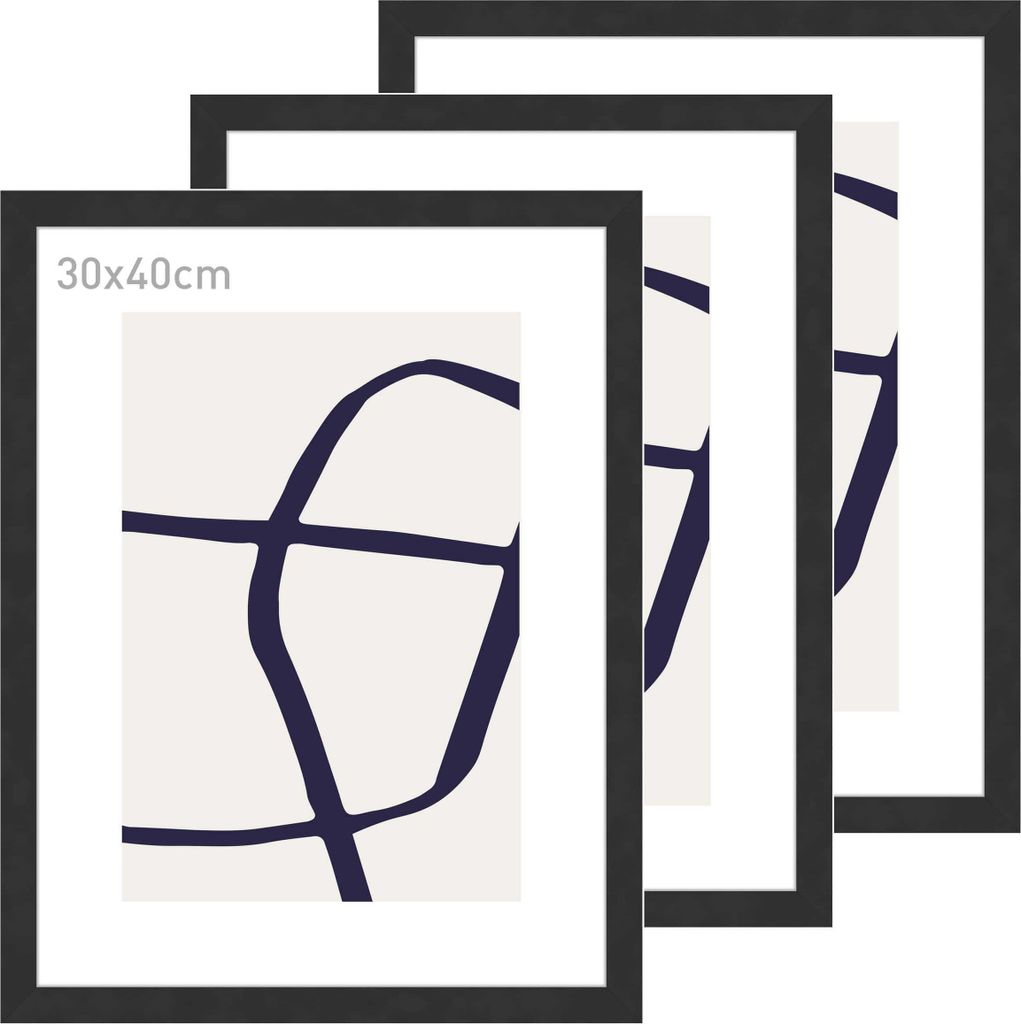 accent by nielsen Holz Bilderrahmen Velino, Schwarz, 30 x 40 cm (3er Set)