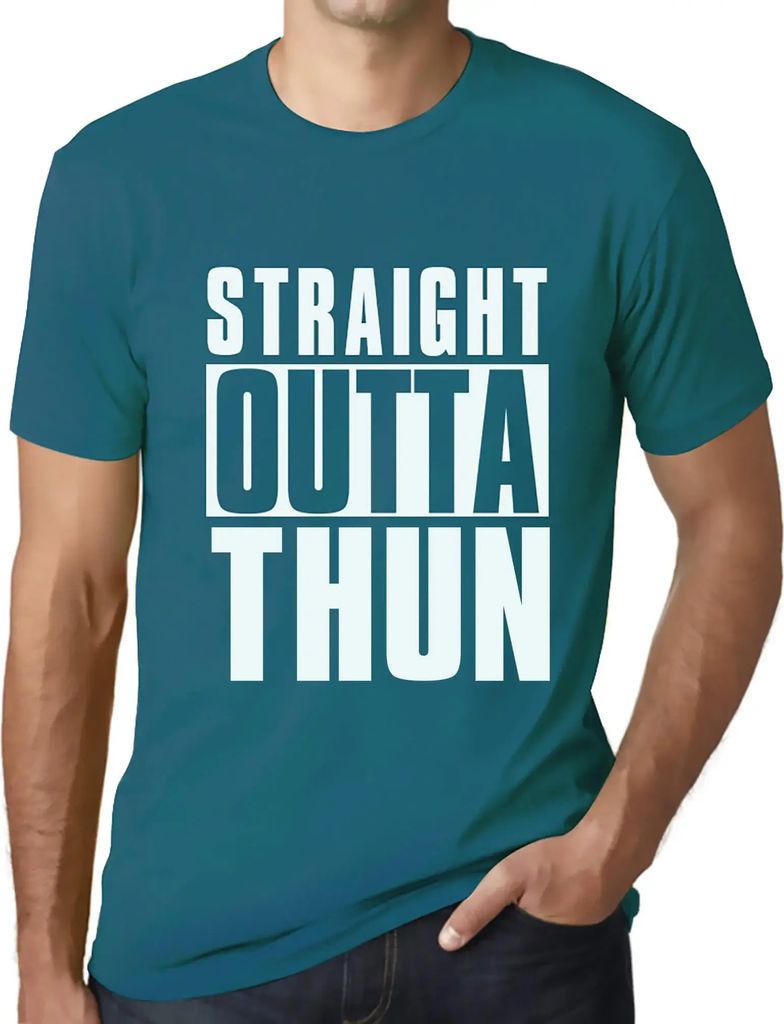 Herren Grafik T-Shirt Direkt aus dem Thun – Straight Outta Thun – Öko-Verantwortlich Vintage Jahrgang Kurzarm Lustige Druck Geburtstag Geschen...