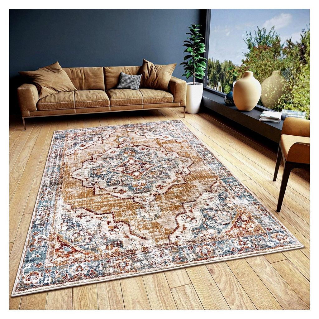 Strozzi Teppich Orientalisch – Klassischer Orient Läufer dicht gewebt mit Ornamenten im Vintage-Look, weicher Kurzflor für Schlafzimmer, Esszim...