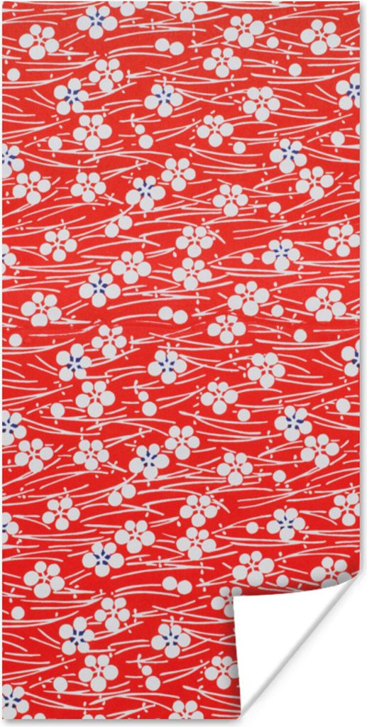 MuchoWow Poster Ein rotes und weißes Blumenmuster 75x150 cm - Dekoration für die Wände