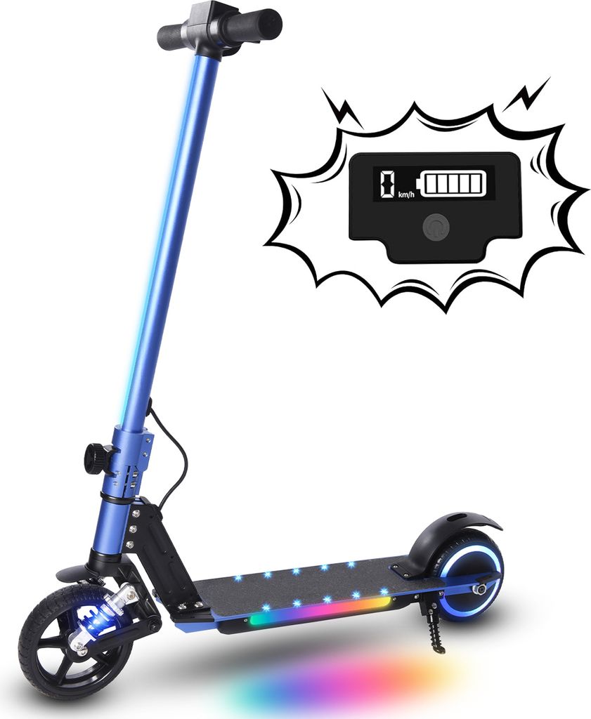 KXQ-EPRO Elektroscooter Kinder Klappbar Elektroroller Blau Kinderroller Für Kinder und Jugendliche 130W Motor,14 km/h,5-8 km Reichweite E-Scooter