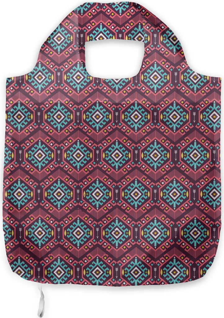 Borsa Tessuto Tribal ABAKUHAUS - Tracolla Boho Corallo Turchese