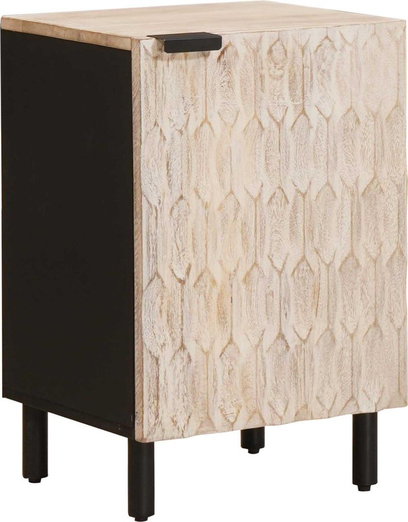 Badezimmerschrank mit Tür Weiß 38 x 33 x 58 cm Massivholz Mango