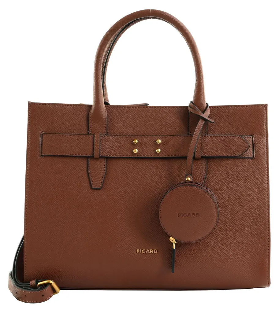 Picard Chic Way Shopper Cognac - Grand Sac à Main en Cuir de Vachette