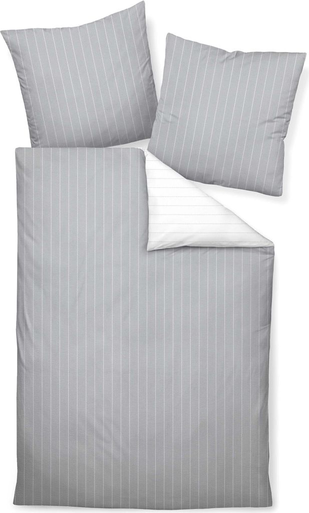 Janine Design Mako-Soft-Seersucker Bettwäsche-Garnitur TANGO 20020 Farbe silber Größe 135x200 + 80x80 cm