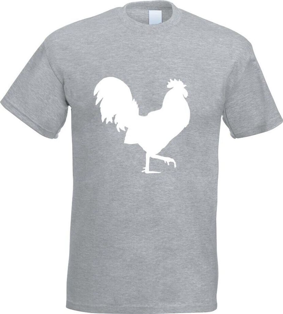 Kiwistar - T-Shirt - Graumeliert - Hahn - Gockel - Huhn Motiv Bedruckt Funshirt Design Print - mit Motiv Bedruckt - Funshirt Design - Sport - Freiz...