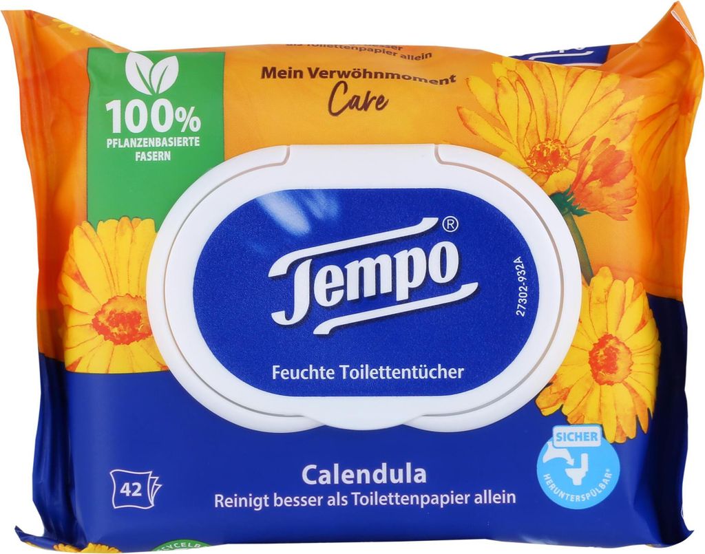Tempo Feuchte Toilettentücher Calendula 42 Tücher (1er Pack)