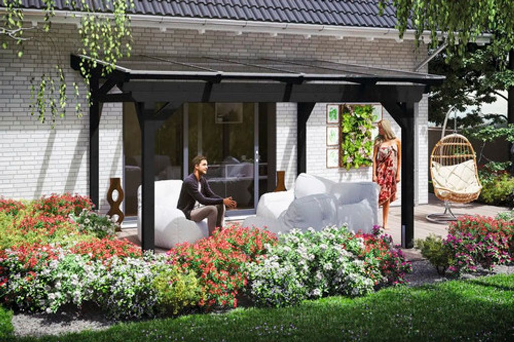 Terrassenüberdachung SKAN HOLZ Sanremo 434 x 300 cm anthrazit