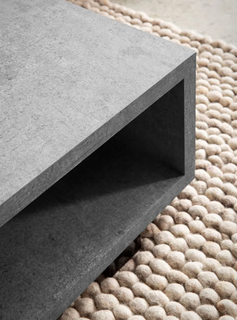 Table Basse Aspect Béton avec Rangement Intégré 100x50 cm Salon Moderne - 5