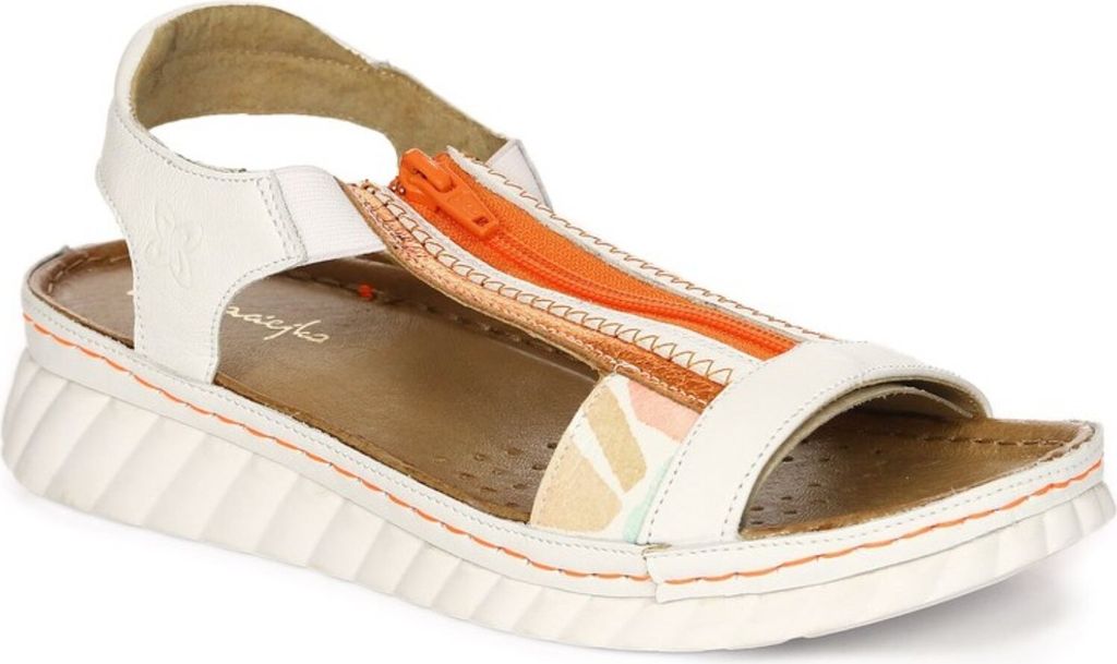 Damen Sandalen aus weißem Leder mit offenem Design, weicher Lederinnensohle und guter Luftzirkulation