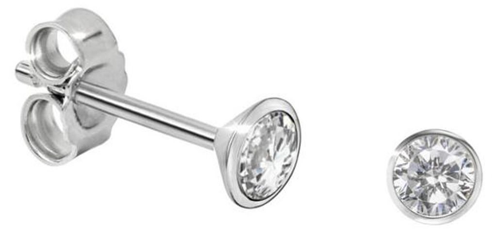 Solitär Ohrstecker Silber 925 Ohrringe mit Zirkonia 2 mm Produktbild 
