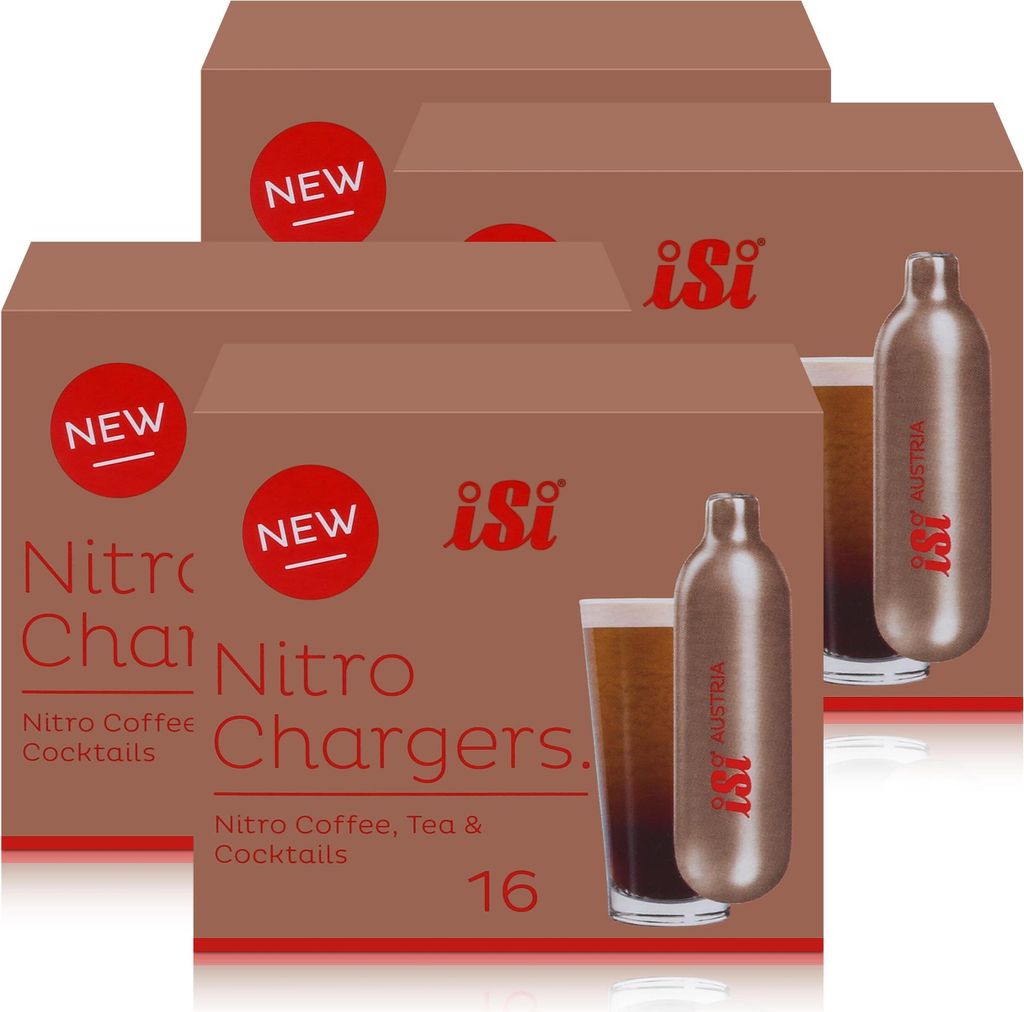 iSi Nitrokapseln/Nitro Chargers 16 Kapseln für Kaffee, Tee, Cocktails (4er Pack)