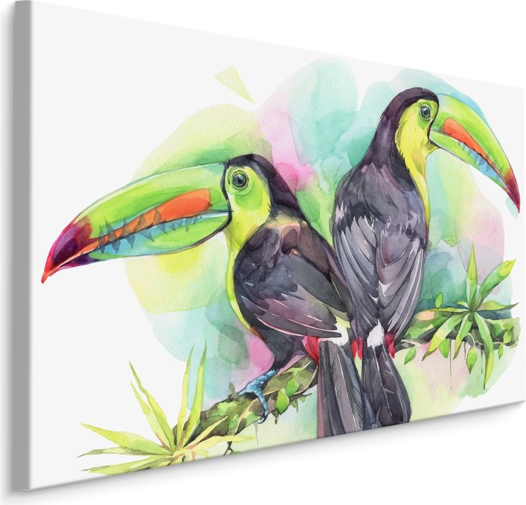 Fabelhafte Canvas LEINWAND BILDER 120x80 cm XXL Kunstdruck Vögel Tukane Exotisch Bunt