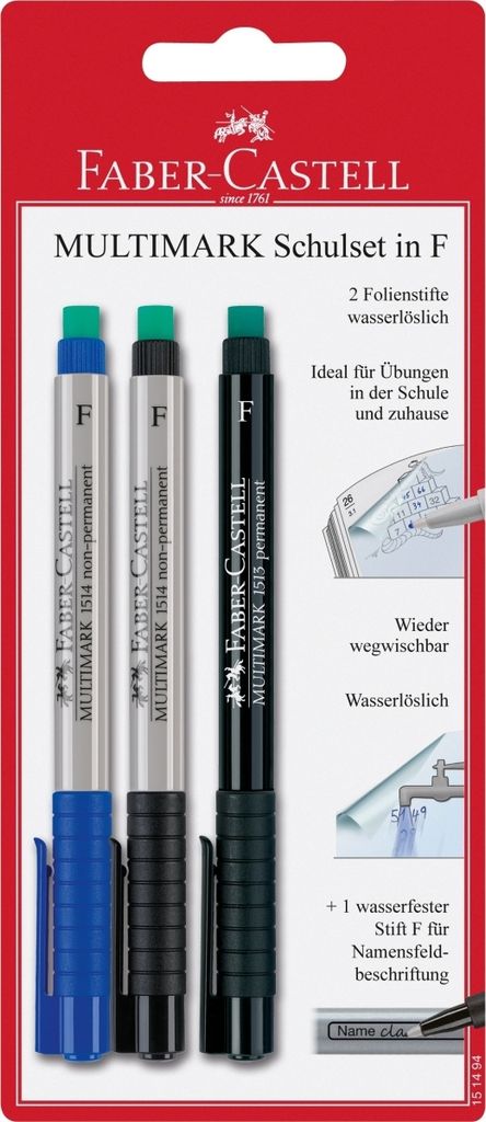 FABER-CASTELL Marker Multimark 2x non-p. + 1x perm BK 5Stk