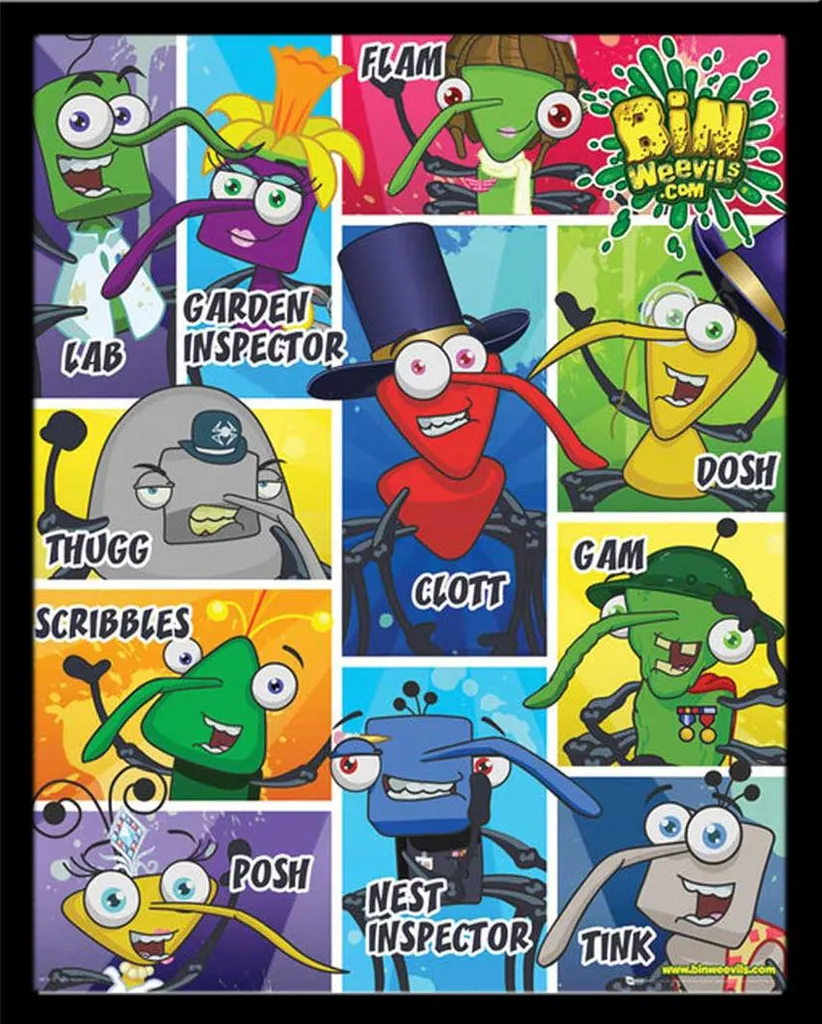 Décoration Chambre Enfant Bin Weevils Poster Grid Cadre Noir Shinsuke