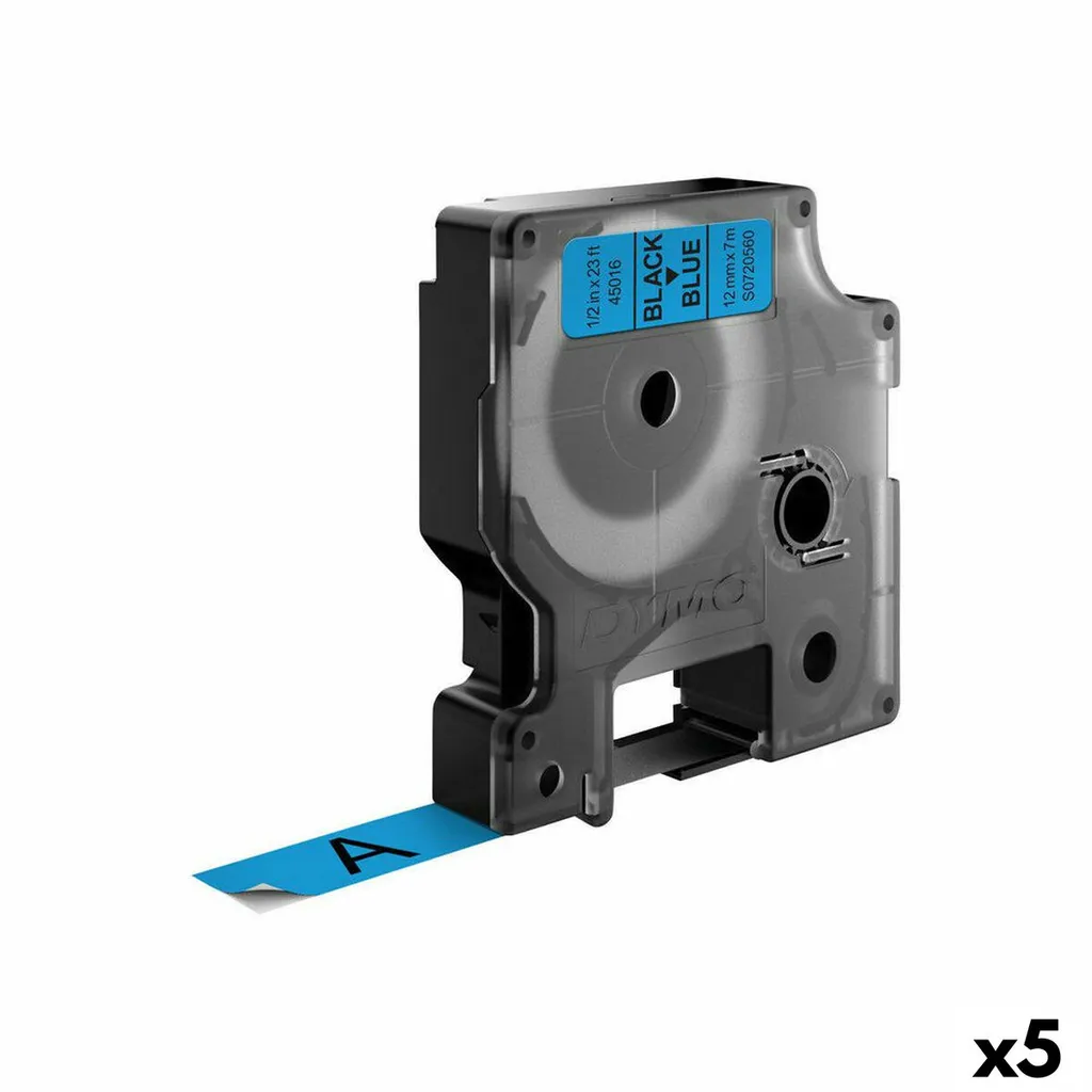 Nastro per etichette Dymo D1 12mm/7m nero/blu confezione da 5