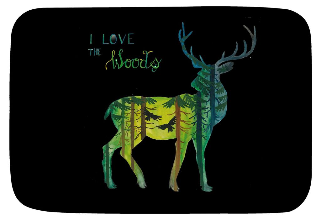Mr. & Mrs. Panda Badematte Hirsch I love the woods - Geschenk, Dekoration, Badezimmer Matte, Badteppich, Badezimmerteppich, läufer, Wald, Badvorleger