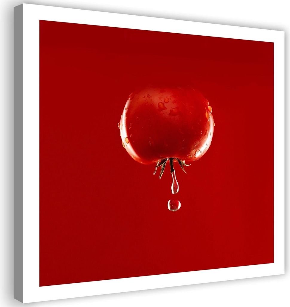 Leinwandbild tomate und wassertropfen rot 40x40 cm Feeby rot wandbild bereit zum aufhängen