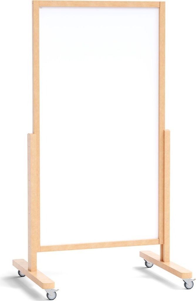 VERT-Whiteboard vertikale magnetische trocken abwischbare mobile Tafel 137x78cm in einen Naturholzrahmen, Kundenstopper