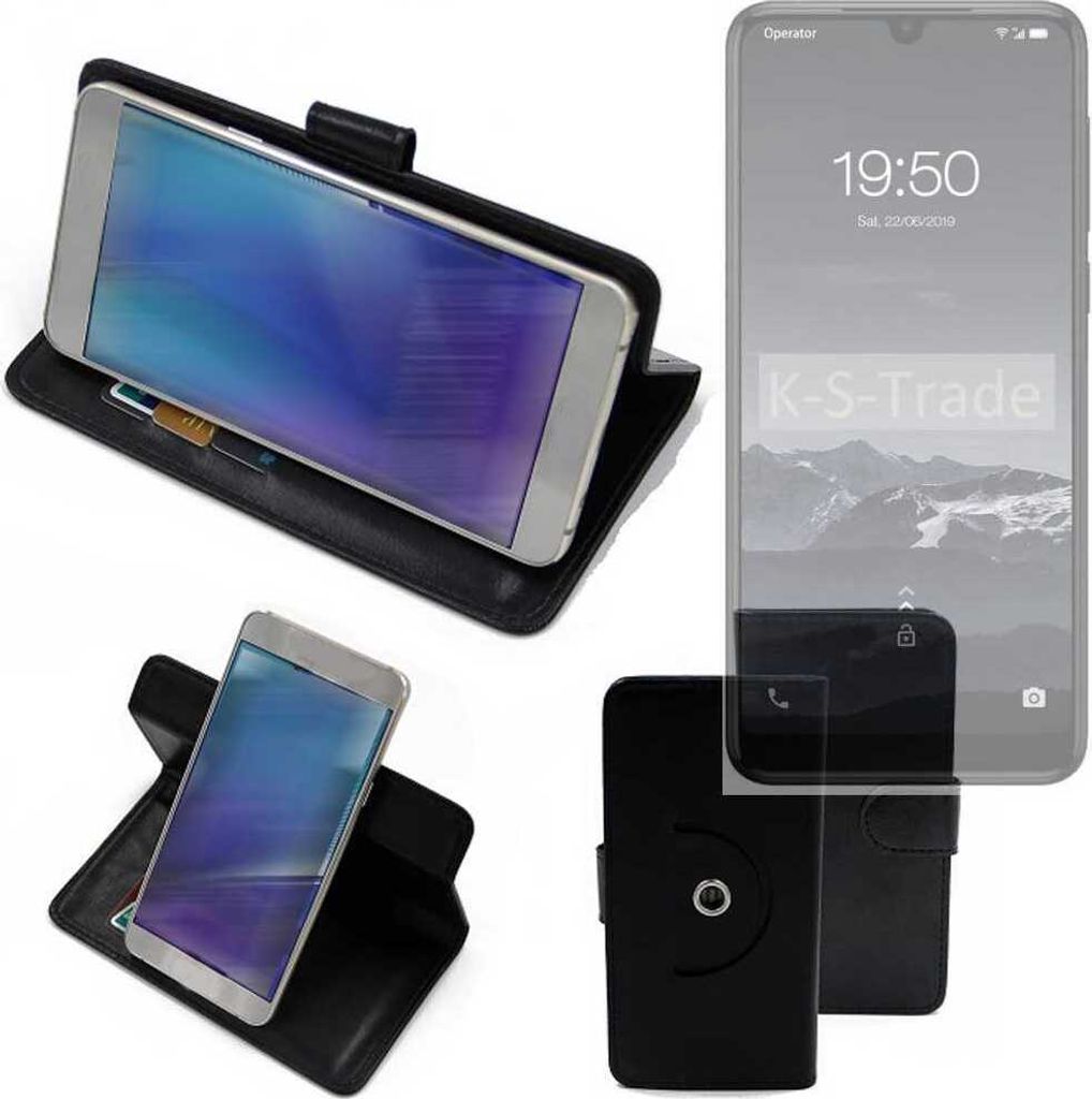 K-S-Trade Case Schutzhülle Handyhülle kompatibel mit Qilive Q3 Flipcase Smartphone Cover Handy Schutz Tasche Klapphülle Walletcase schwarz (1x)