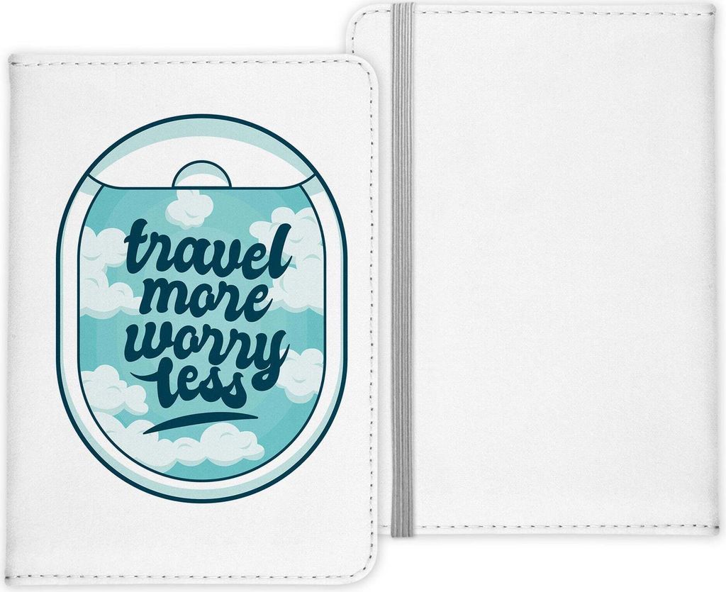 22Feels Reisepasshülle Organizer Reisen Gadgets Travel More Worry Less Urlaub Kunst-Leder Etui Cover Frauen Männer Kinder