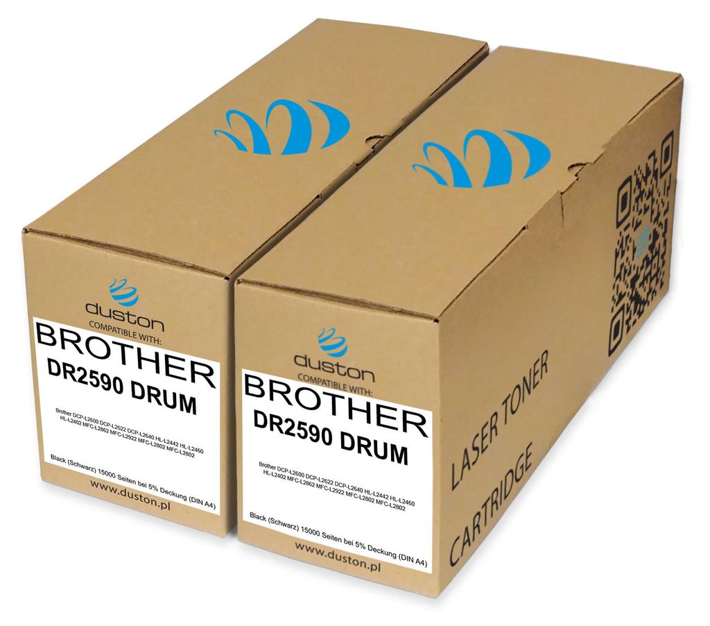 Duston DR2590 Trommel 2x – kompatibel mit Brother DCP-L2600/2622/2640 HL-L2402/2442/2460 MFC-L2802/2862/2922