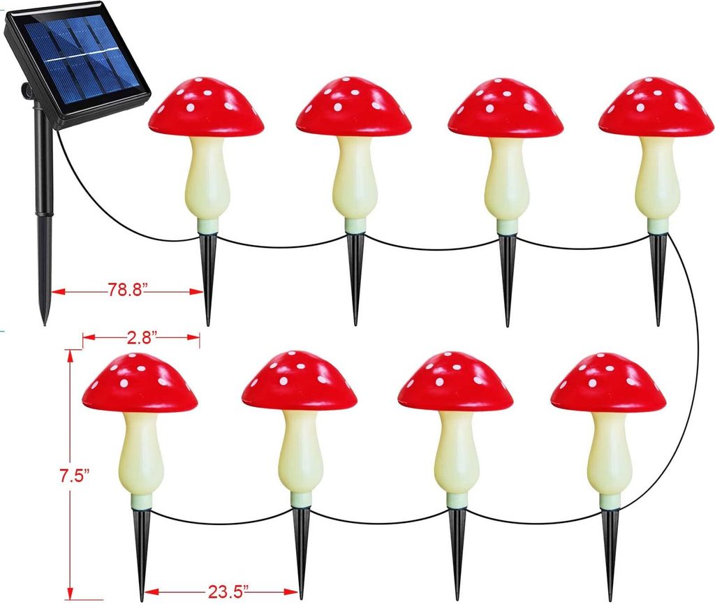 Outdoor 8 LED Solar Pilzleuchten Voll Rot, 8 Muster Wasserdicht Garten Dekoration Rasen Gartenarbeit Weg Landschaft Patio Ostern Weg Zaun Weihnacht...