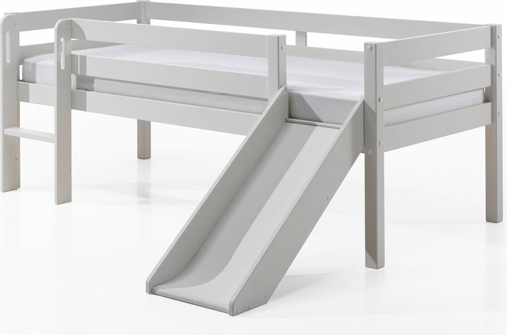 Halbhochbett Pip mit Rutsche 90 x 200 Kiefer - weiß Produktbild 